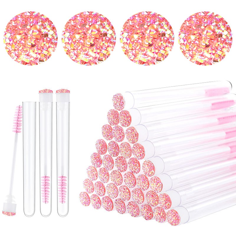 Dming 20pcs Eyelash brush Lash Wand Makeup tool Eyelash Extension supplies Cleaning brush Diamond Mascara star l pink - Image 1